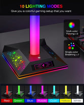 Headphone Stand Gaming Headset Holder RGB PC Gaming Accessories for Desk, Cool LED Headset Stand with 2 USB Charger for Gamer, Black